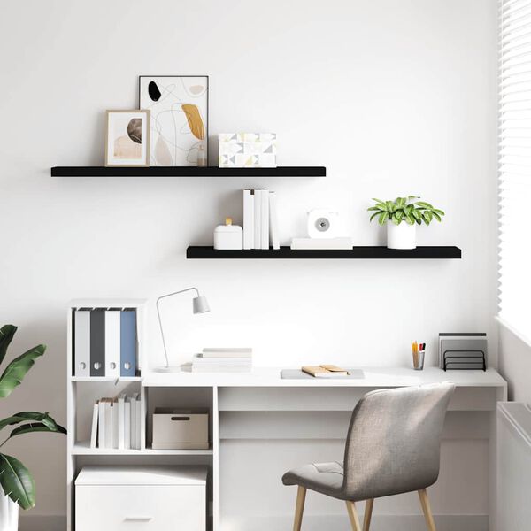 vidaXL Pakabinamos lentynos, 2vnt., juodos, 120x23,5x3,8cm, MDF