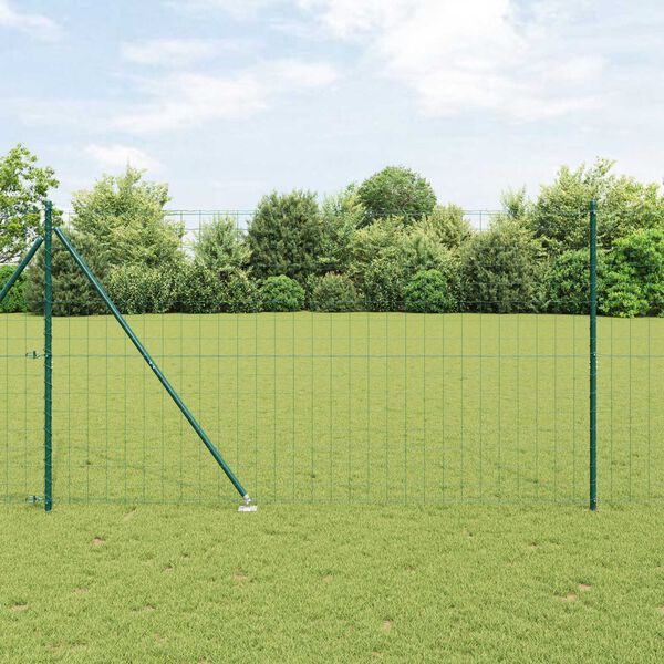 vidaXL Tvora su stulpais Žalia 1,6 x 10 m Plienas ir PVC