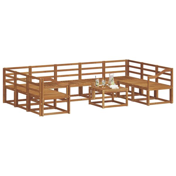 vidaXL Lauko sofos komplektas 10 pcs Natūrali Kietos akacijos mediena