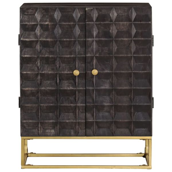 vidaXL &Scaron;oninė spintelė, juoda, 60x35x75cm, mango medienos masyvas