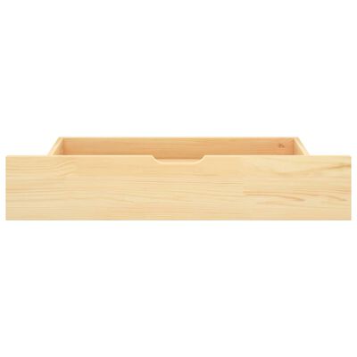 vidaXL Lovos rėmas su 2 stalčiais, 90x200cm, pušies medienos masyvas