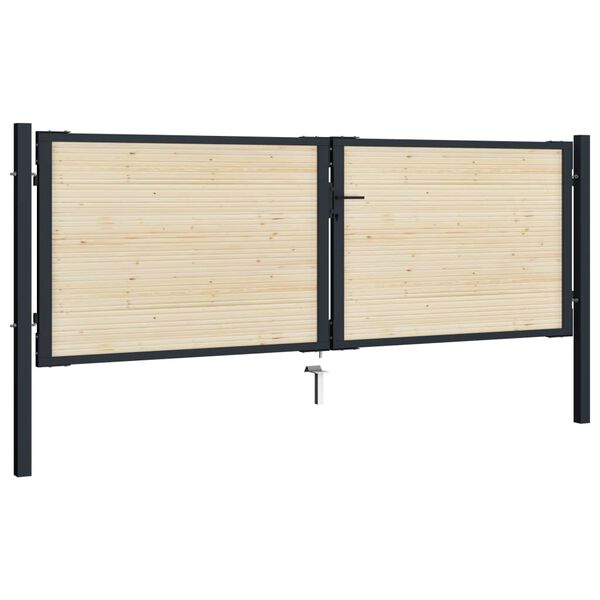 vidaXL Vartai, 310x150cm, plienas ir eglės mediena (144580+146535)