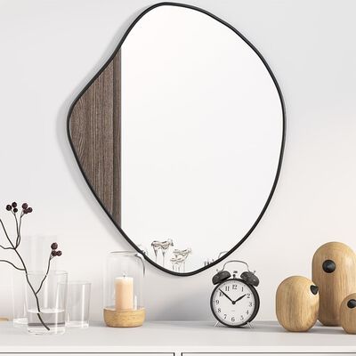 vidaXL Sieninis veidrodis, juodos spalvos, 60x50cm