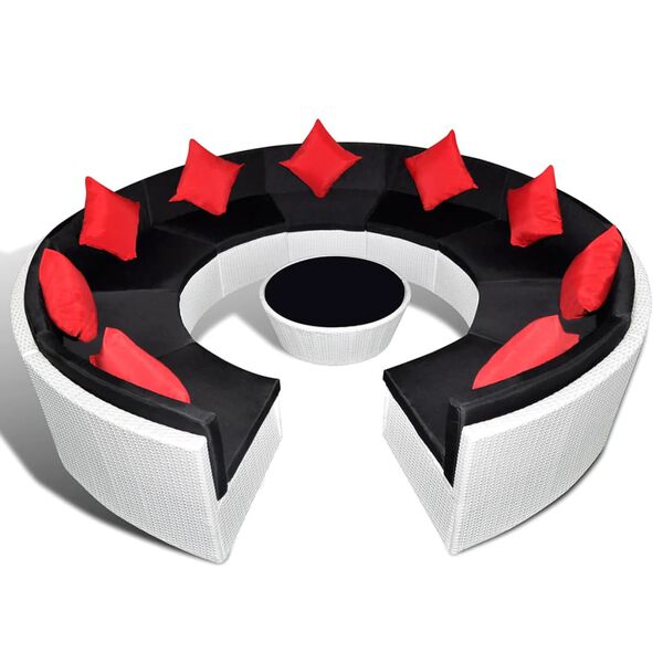 vidaXL Sodo poilsio baldų komplektas su pag., 10d., balt. sp., polir.