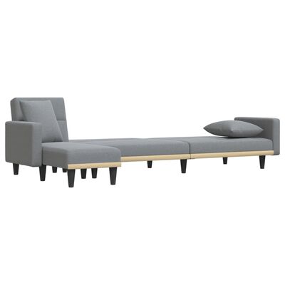 vidaXL L formos sofa-lova, šviesiai pilka, 275x140x70cm, audinys
