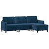 vidaXL Trivietė sofa su pakoja, mėlynos spalvos, 210cm, aksomas