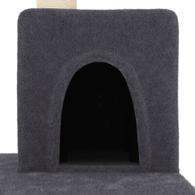 vidaXL Draskyklė katėms su stovais iš sizalio, tamsiai pilka, 123cm