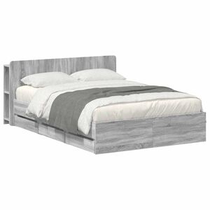 vidaXL Lovos rėmas su saugojimu Pilka Sonoma 150 x 200 cm