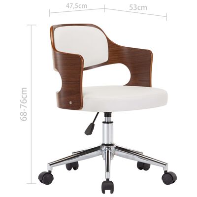 vidaXL Pasukama biuro kėdė, balta, išlenkta mediena ir dirbtinė oda