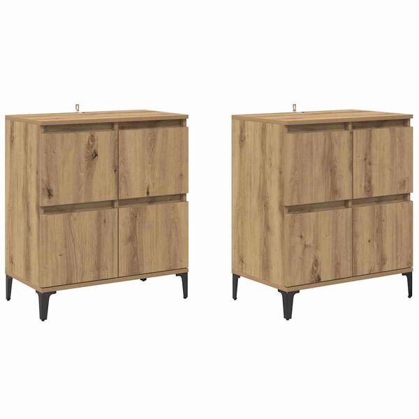 vidaXL &Scaron;oninės lentynos 2 pcs Amatininkų ąžuolas 60 x 35 x 70 cm
