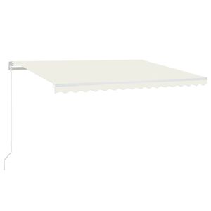vidaXL Rankiniu būdu i&scaron;traukiama markizė su LED, kreminė, 450x350cm