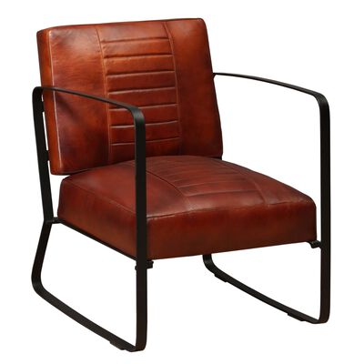 vidaXL Poilsio kėdė, ruda, tikra oda
