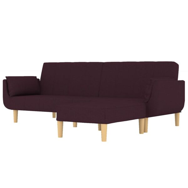 vidaXL Dvivietė sofa-lova su pakoja ir pagalvėmis, violetinė, audinys