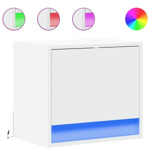vidaXL Sieninės naktinės spintelės su LED, 2vnt., baltos
