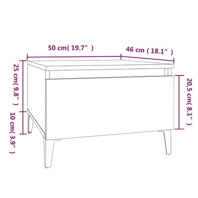 vidaXL Šoninis staliukas, baltos spalvos, 50x46x35cm, mediena, blizgus