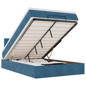 vidaXL Osmanų lovos rėmas su čiužiniu, mėlynas, 120x200cm, aksomas
