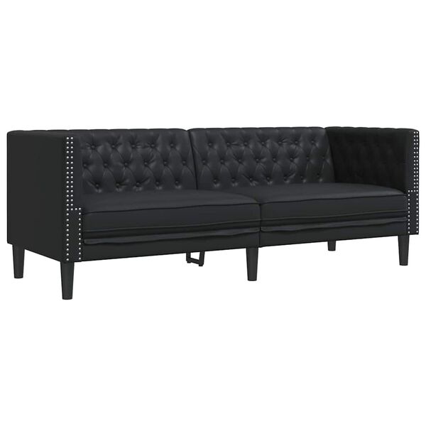 vidaXL Svetainės sofa 3 pcs Juoda 194 x 74,5 x 70,5 cm Dirbtinė oda