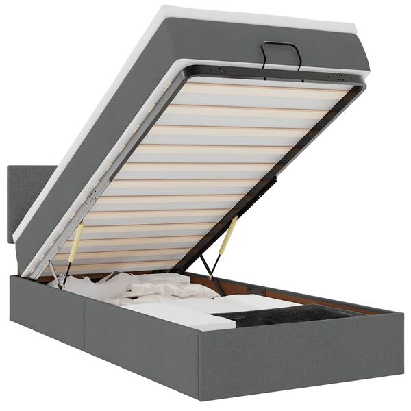 vidaXL Osmanų lova su čiužiniu, pilkas, 90x200cm, audinys