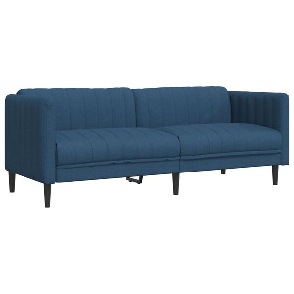 vidaXL Trivietė sofa, mėlynos spalvos, audinys