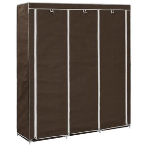 vidaXL Drab. spinta su skyr. ir stryp., ruda, 150x45x175cm, audinys
