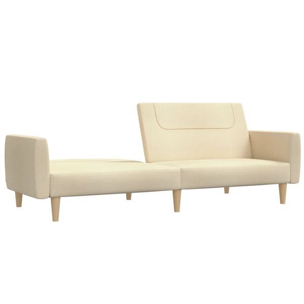 vidaXL Dvivietė sofa-lova, kreminės spalvos, audinys