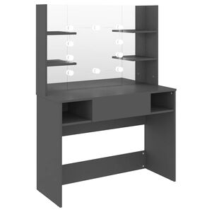 vidaXL Kosmetinis staliukas su LED, pilkas, 100x40x135cm, MDF