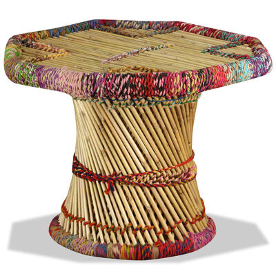 vidaXL Kavos staliukas, bambukas, su megztomis detalėmis, įv. sp.