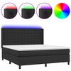 vidaXL Lova su spyruoklėmis/čiužiniu/LED, juoda 160x200cm dirbtinė oda
