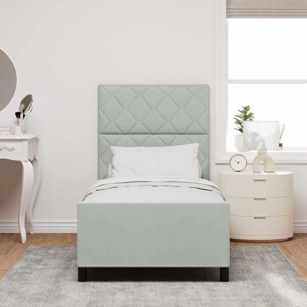 vidaXL Kiemas lova su galvūgalio &Scaron;viesiai pilka 90 x 190 cm Aksomas