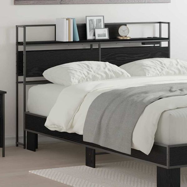 vidaXL Saugojimo galvos atlo&scaron;as juoda ąžuolo 120 cm Apdirbta mediena