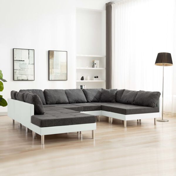 vidaXL Modulinė sofa, baltos spalvos, dirbtinė oda