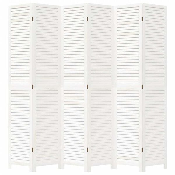 vidaXL Kambario pertvara, 6 segmentai, balta, paulovnijos mediena