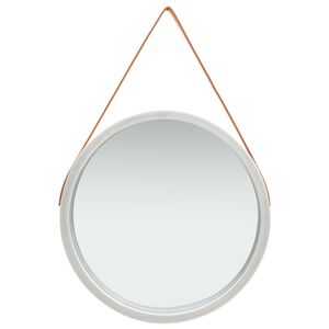 vidaXL Sieninis veidrodis su dirželiu, sidabrinės spalvos, 60cm