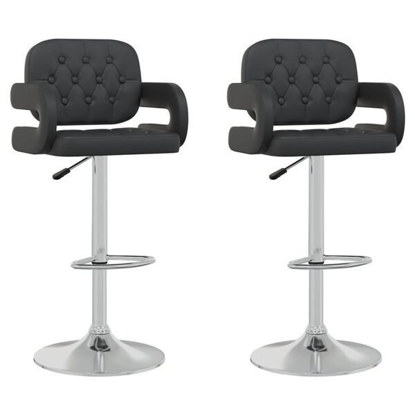 vidaXL Baro taburetės, 2vnt., juodos spalvos, dirbtinė oda