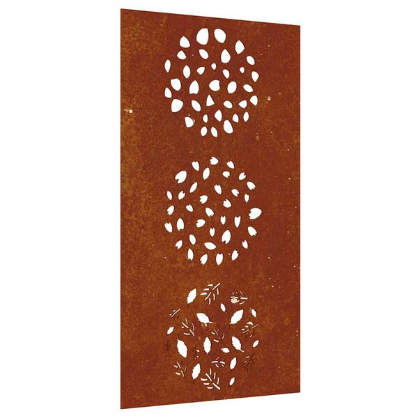 vidaXL Sodo sienos dekoracija, 105x55cm, corten plienas, lapų dizaino