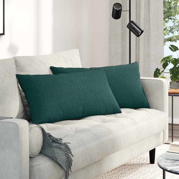 vidaXL Sofa Pagalvės 2 pcs Tamsiai žalia 80 x 40 cm audinys