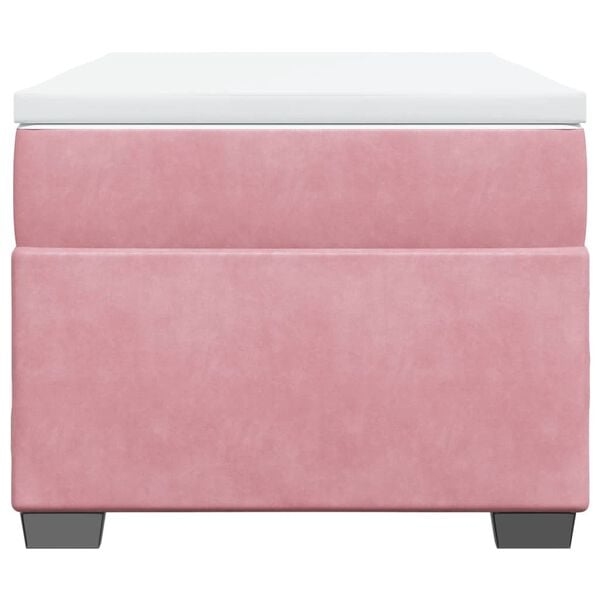 vidaXL Lova su spyruoklėmis ir čiužiniu, rožinė, 100x200 cm, aksomas