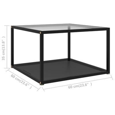 vidaXL Kavos staliukas, skaidrus ir juodas, 60x60x35cm, stiklas