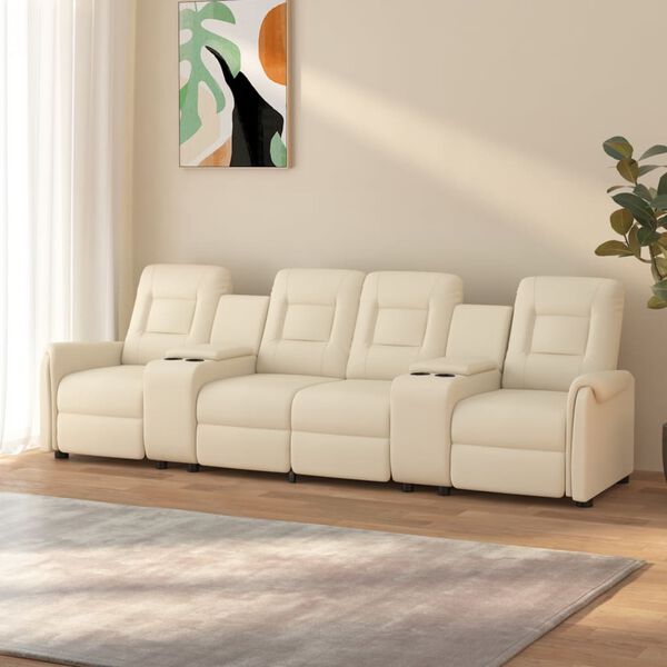 vidaXL Keturvietis atlošiamas masažinis krėslas, kreminis