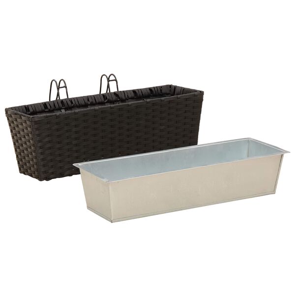 vidaXL Turėklas 2 pcs Juoda 50 x 17 x 17 cm Metalas
