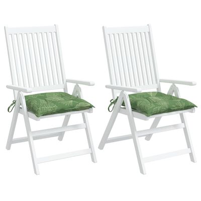 vidaXL Kėdės pagalvėlės, 2vnt., 40x40x7cm, audinys, su lapais