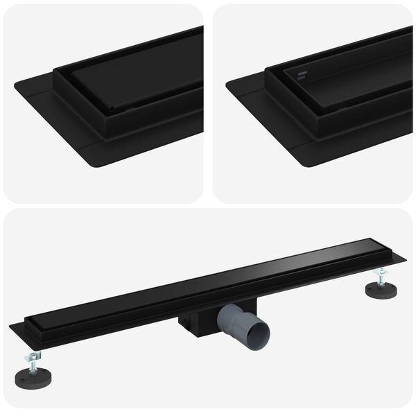 vidaXL 2 viename du&scaron;o nutekėjimas Juoda 70 cm Nerūdijantis plienas 304