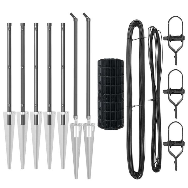 vidaXL Tvora su stulpais Pilka 1 x 10 m Plienas ir PVC