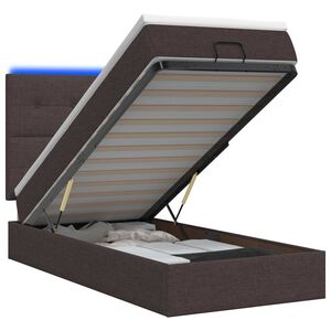 vidaXL Otmana lova su matracsu ir LED Tamsiai rudas 90 x 200 cm