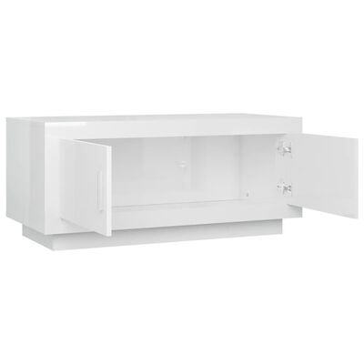 vidaXL Kavos staliukas, baltas, 102x50x45cm, apdirbta mediena, blizgus