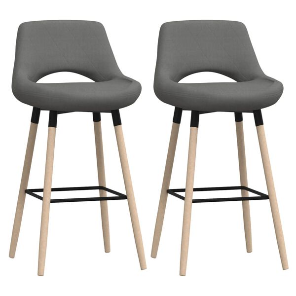 vidaXL Baro taburetės, 2vnt., &scaron;viesiai pilkos spalvos, audinys