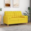 vidaXL Dvivietė sofa su pagalvėlėmis, &scaron;viesiai geltona, 120cm, audinys
