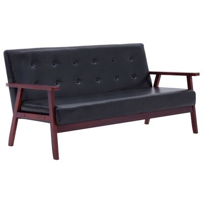 vidaXL Trivietė sofa, juodos spalvos, dirbtinė oda