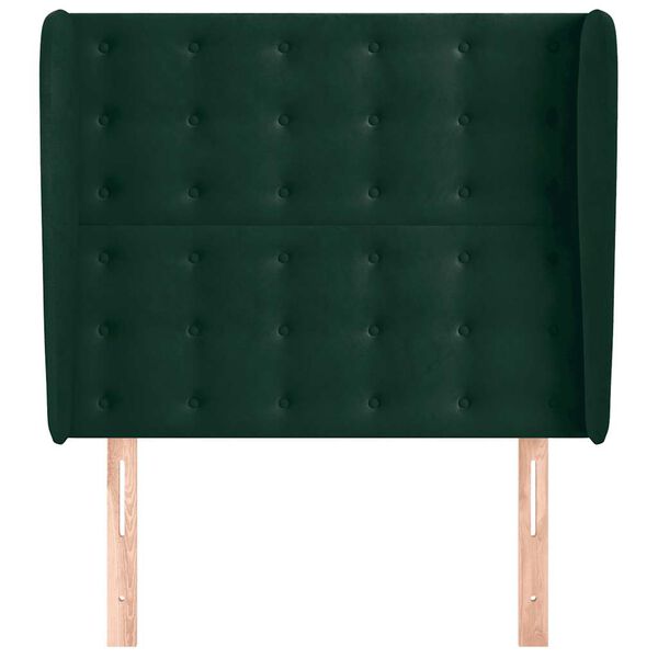 vidaXL Galvūgalis su auselėmis, tamsiai žalia,103x23x118/128cm,aksomas