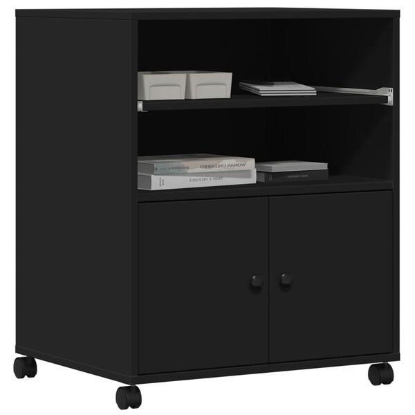 vidaXL Spausdintuvo stovas su ratukais, juodos spalvos, 60x48x74cm